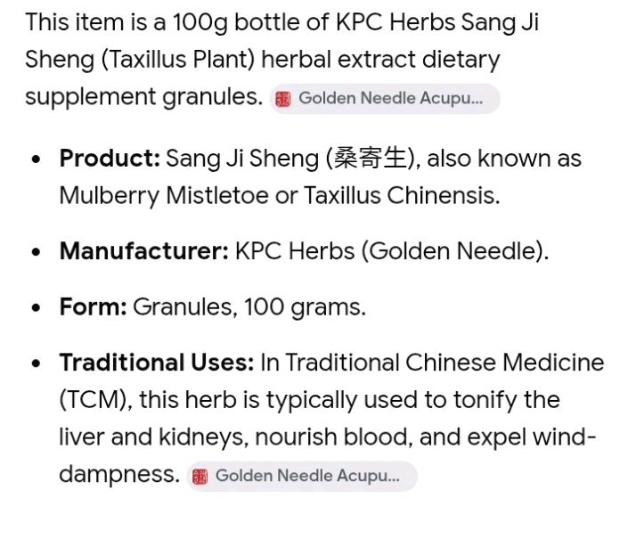 KPC Herbs Sang Ji Sheng Herbal Extract Granules Tacillus Plant 100g New Sealed