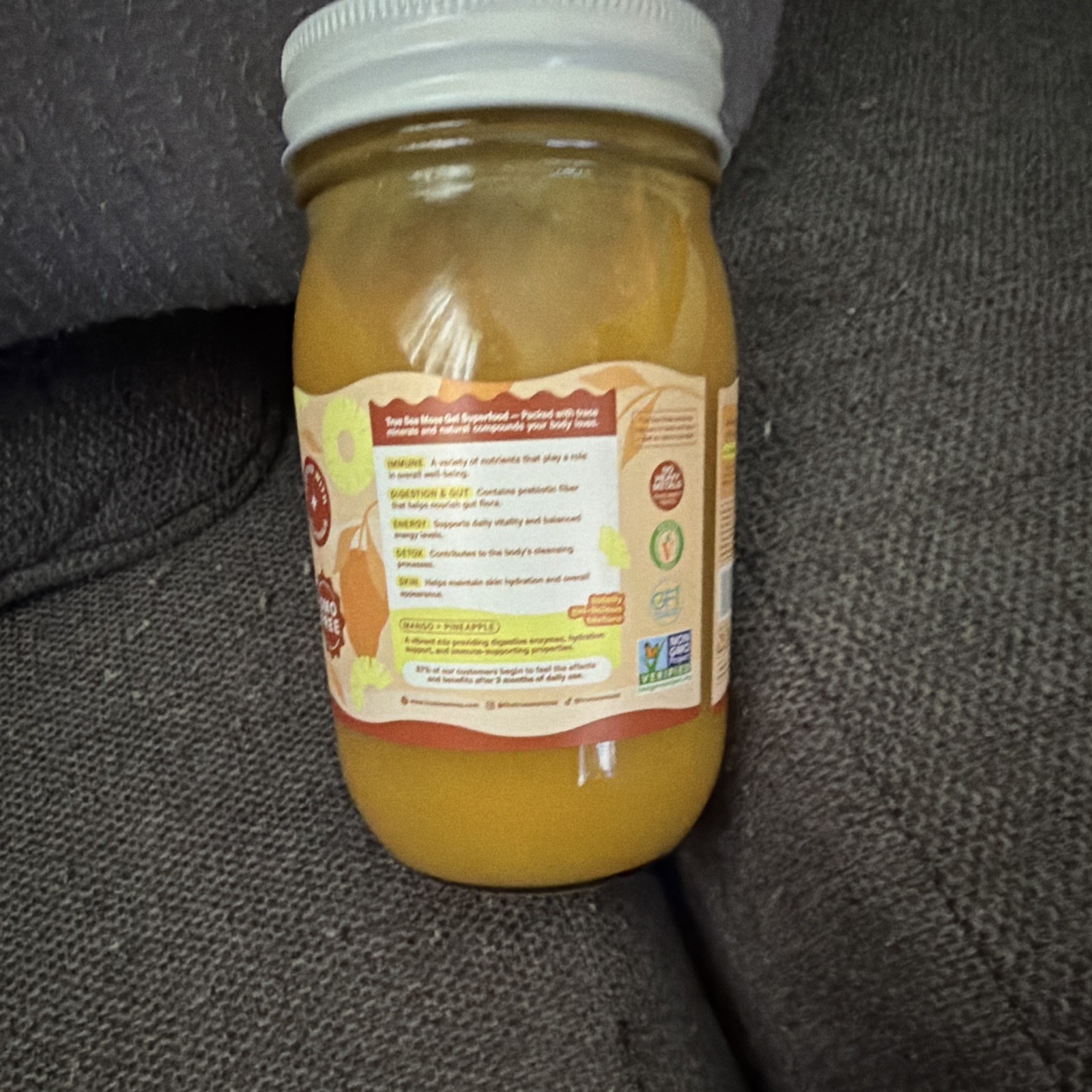 True Sea Moss Gel Mango & Pineapple 16 fl oz Immune Energy Support Gluten-Free