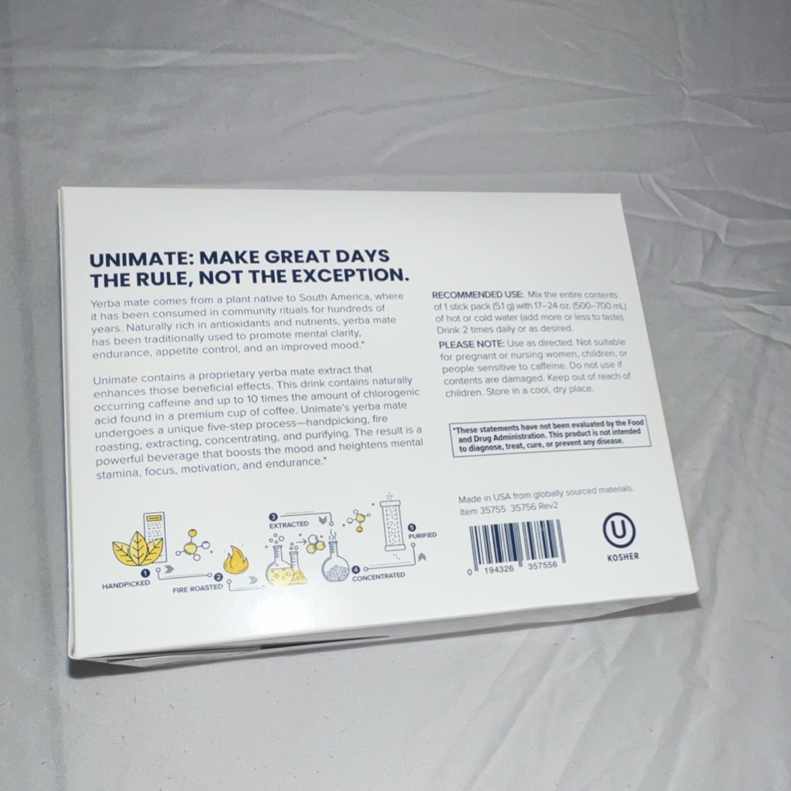 Unicity Yerba Mate Drink Mix Natural Lemon 30 Stick Packs Ultra-Concentrated