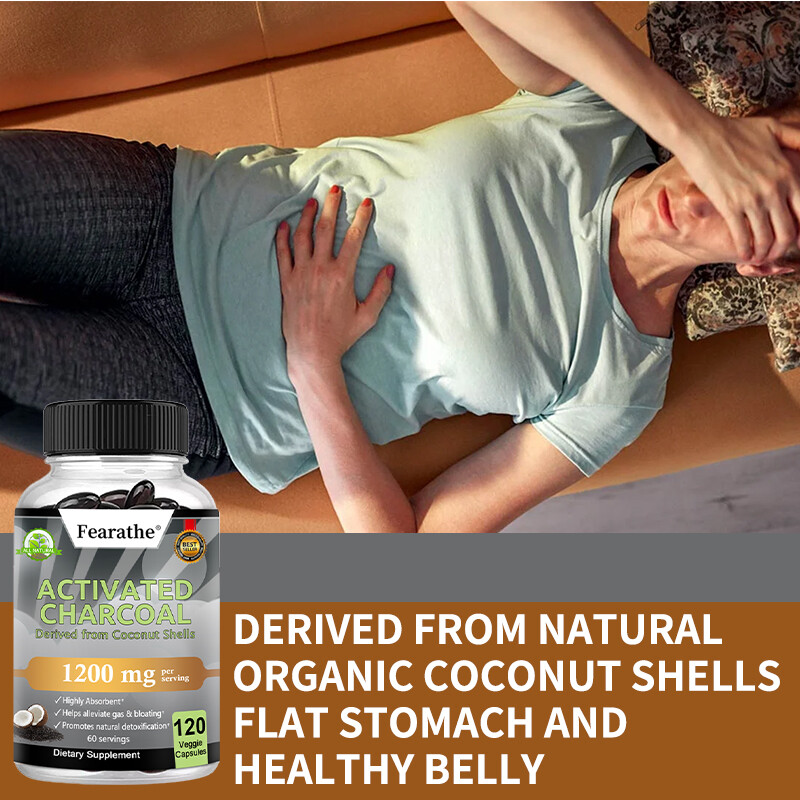 Activated Charcoal Capsules 1200mg Derived from Coconut Shells Highly Absorbent