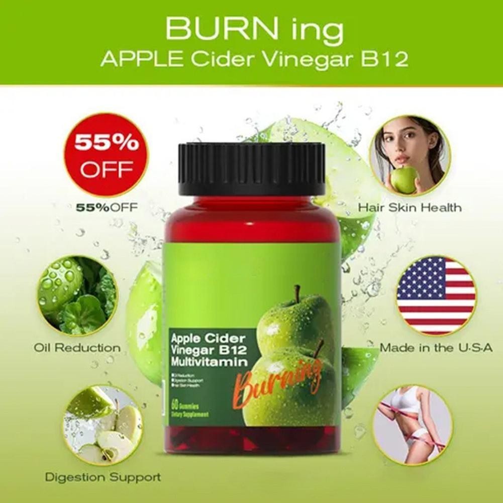 Apple Cider Vinegar B12 Multivitamin-Apple Cider Vinegar Gummies-60Gummies