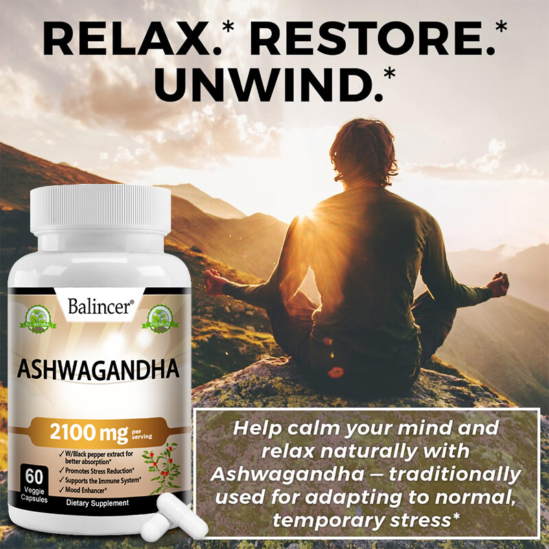 Organic Ashwagandha 2100 Mg – 60 Veggie Capsules pure Organic