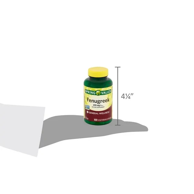 Spring Valley Fenugreek Dietary Supplement Capsules for Adults, 610mg, 100 Count