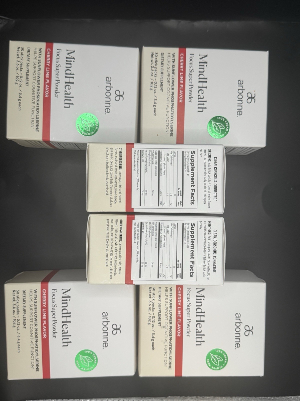 Arbonne Fizz MIND HEALTH 30 Packets Cherry Lime Focus Super Cognitive Powder NIB