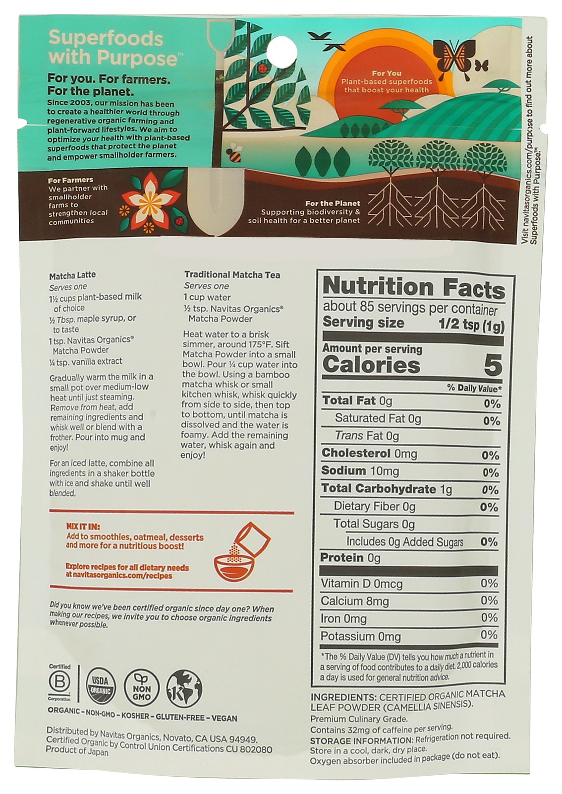 Organic Matcha Powder Navitas Organics 3 Oz Tea 6 Pack