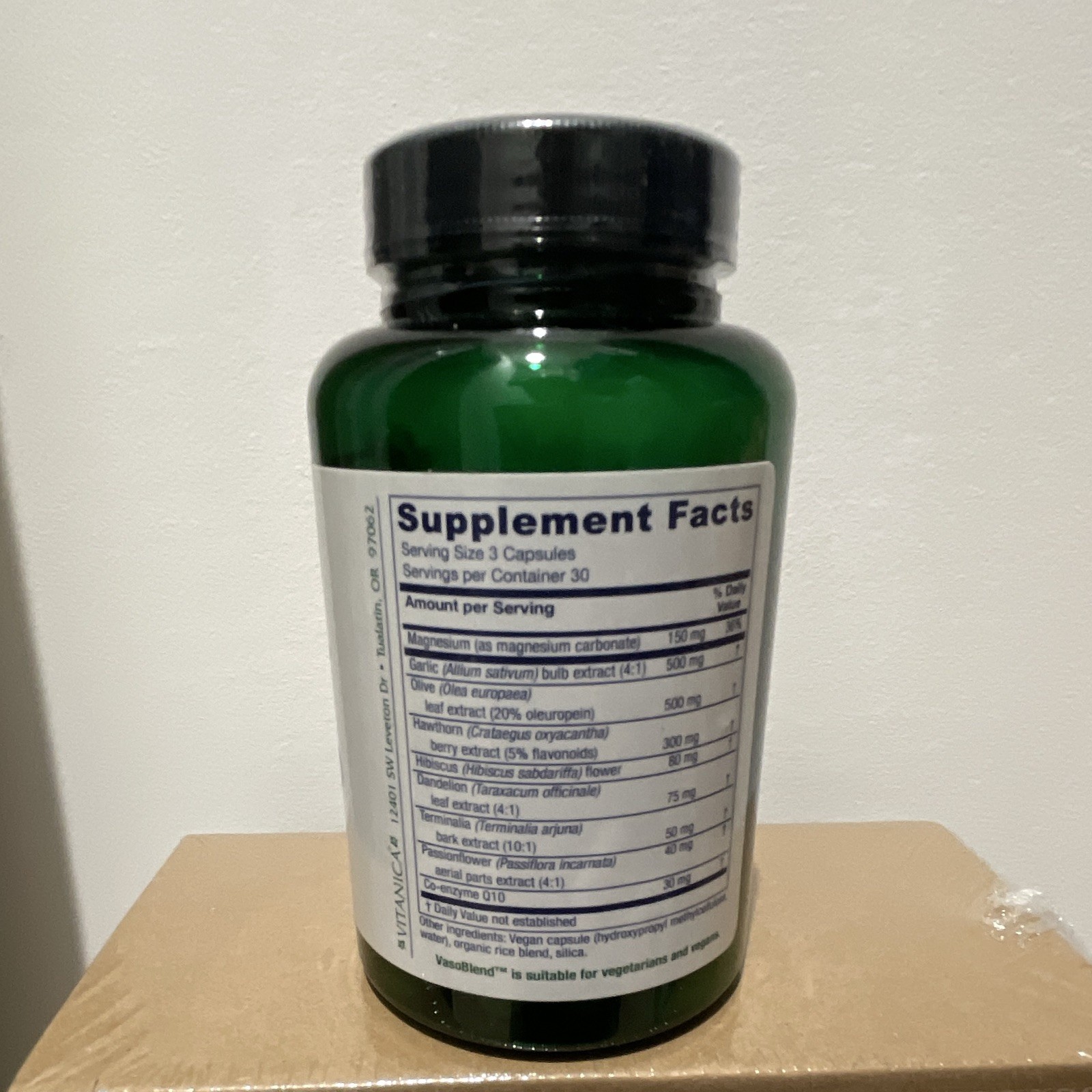 Vitanica VasoBlend Cardiovascular Support Vegan Capsules, 90 Count Exp 07/2027
