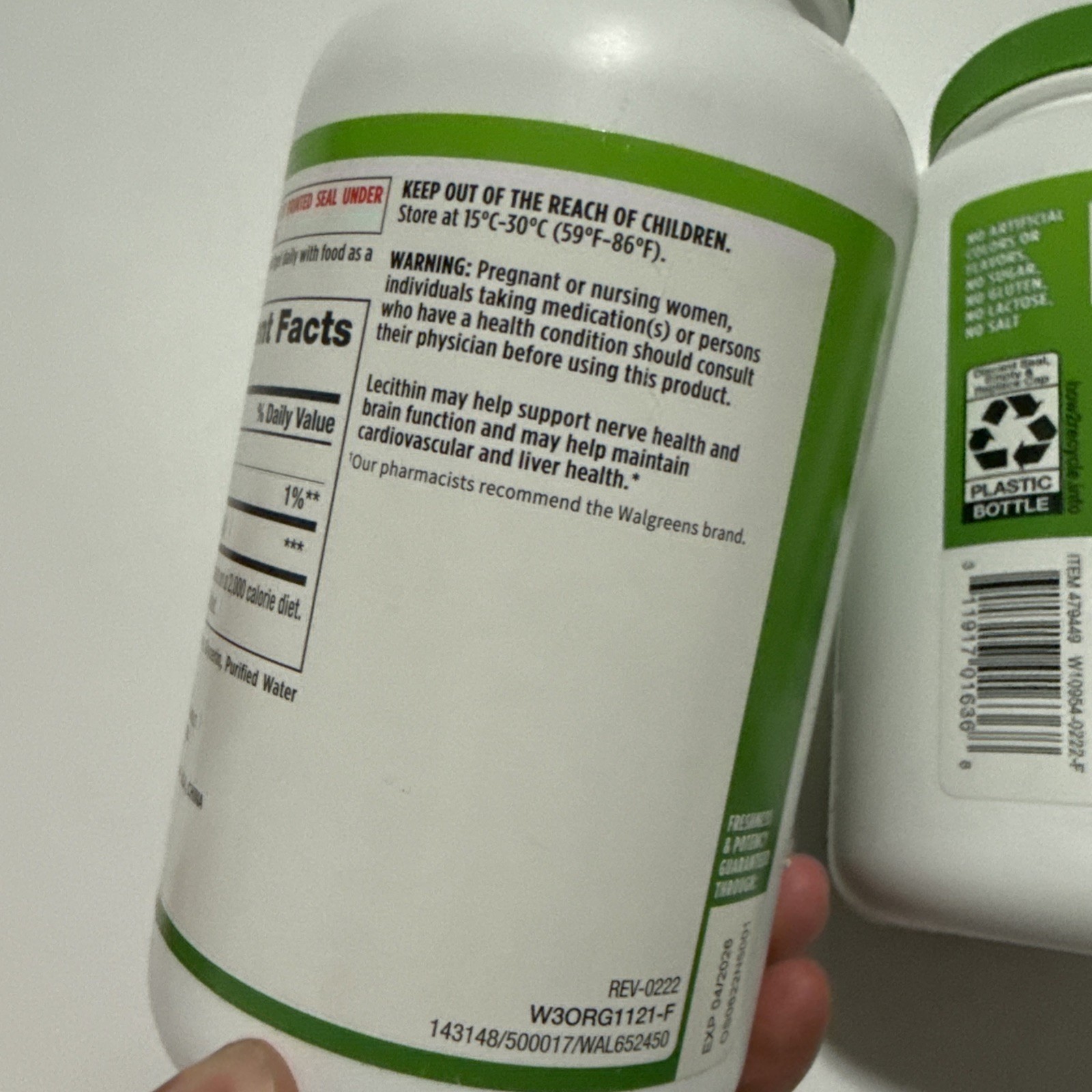 2 Bottles of Lecithin 1200mg / 200 Soft Gels NERVE HEALTH Walgreens Essentials