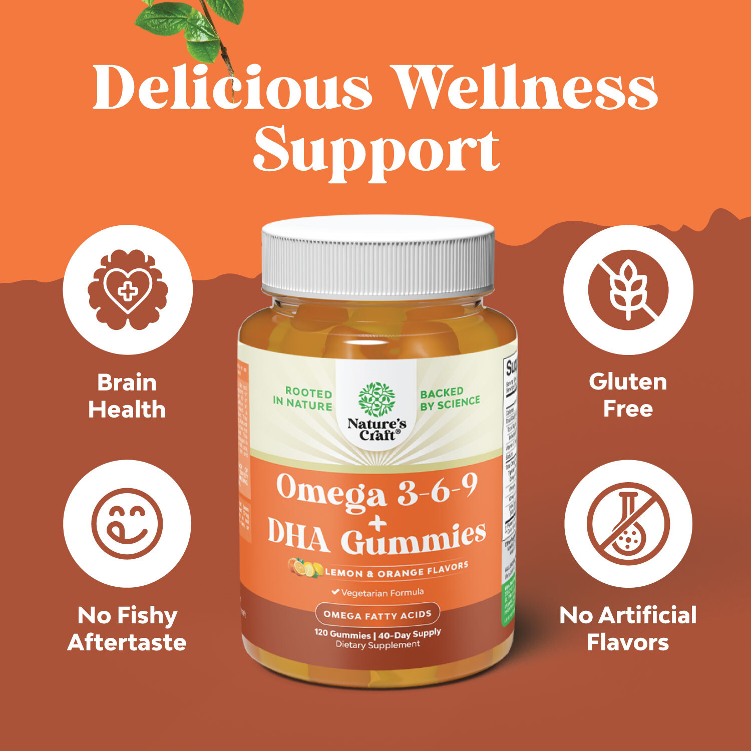 Vegetarian Omega 3 DHA Gummies for Adults – Brain Bone and Heart Joint Health