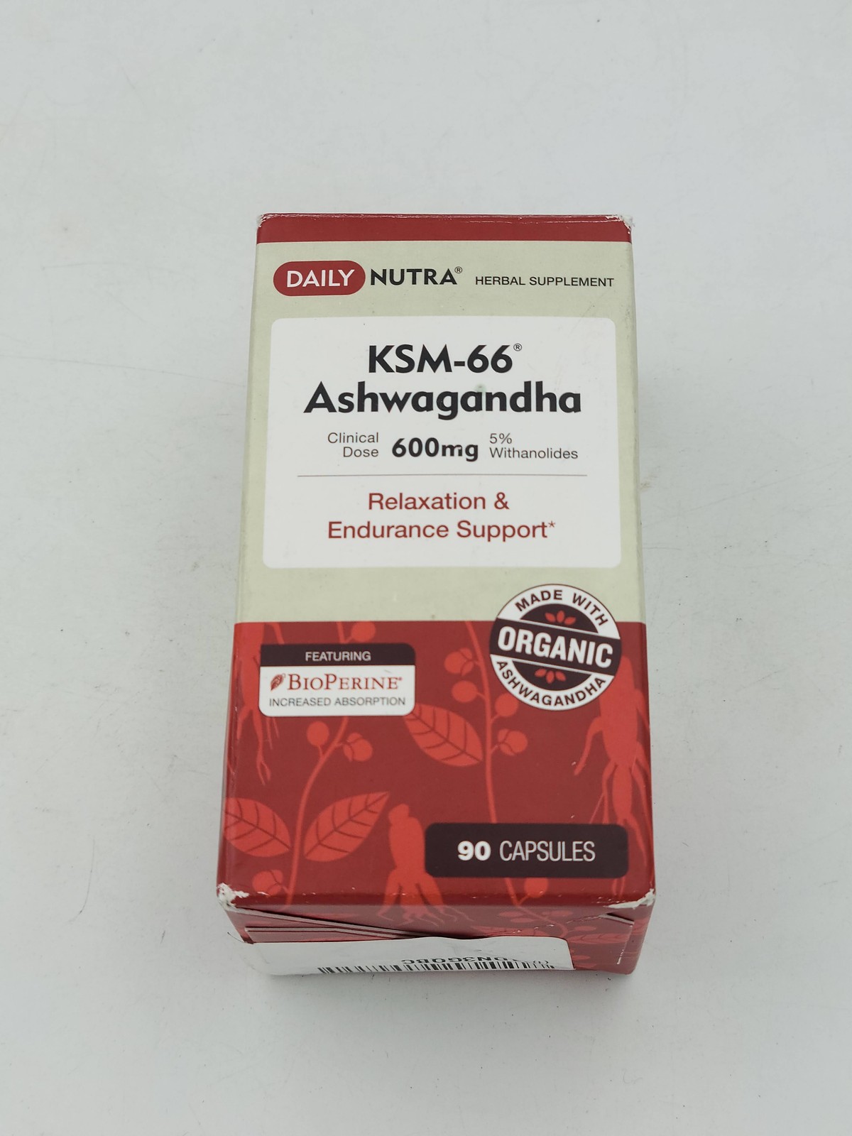 Daily Nutra KSM-66 Ashwagandha 600mg 90 Capsules Organic Relaxation Endurance