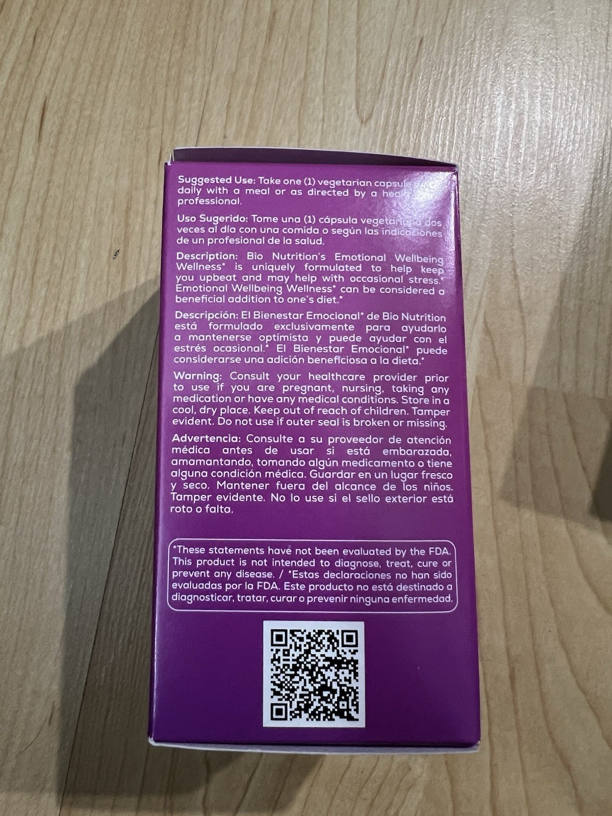 Bio Nutrition Emotional Wellbeing 60 Capsules Vegetarian Gluten-Free Supplement