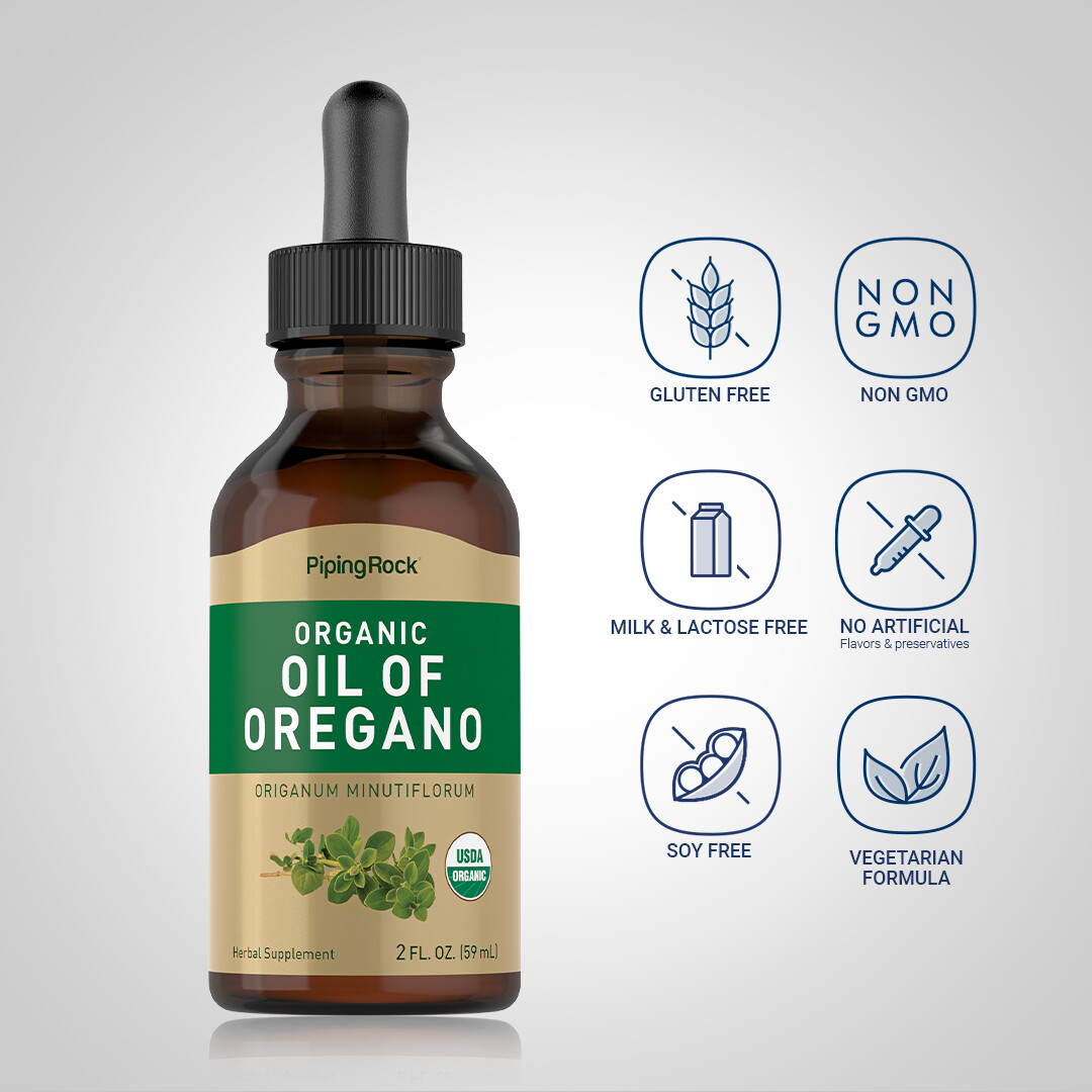 Oil of Oregano Drops | 2 oz | Organic Liquid Extract | Non-GMO | by Piping Rock