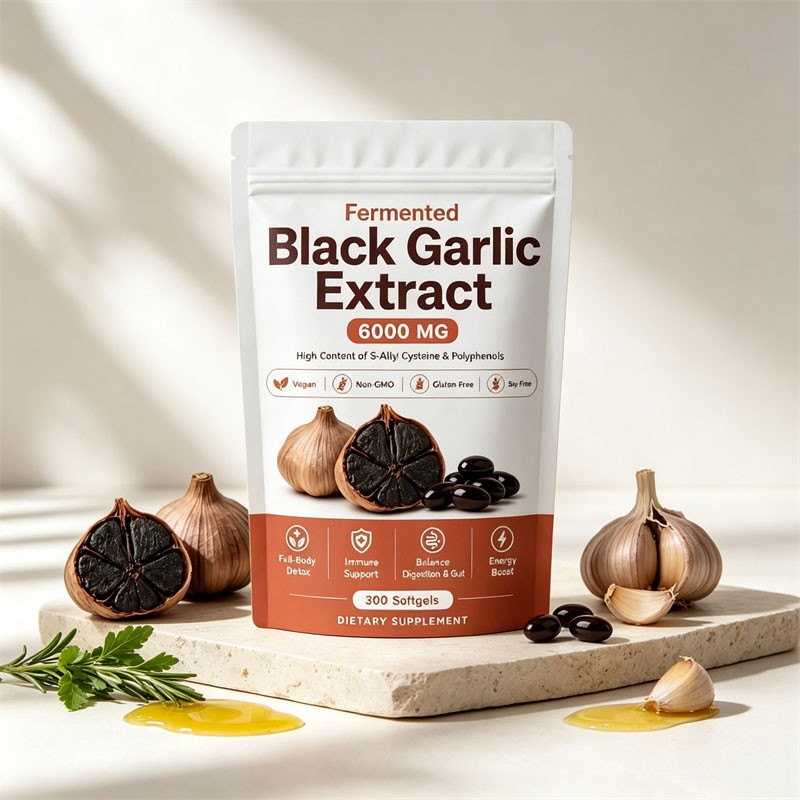 Black Garlic Extract Softgels 300ct, Odorless Vegan Non-GMO Supplement