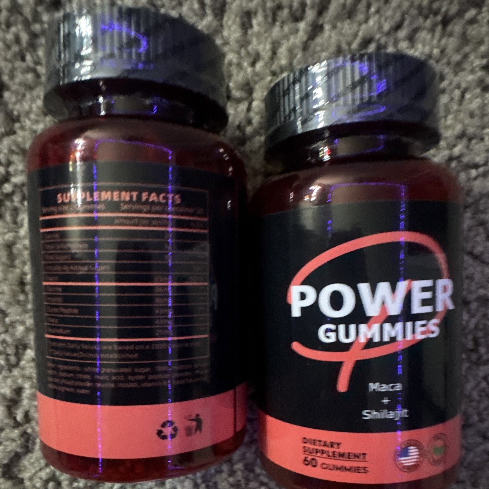 Power Gummies Maca + Shilajit Dietary Supplement Gummies, 60 Count