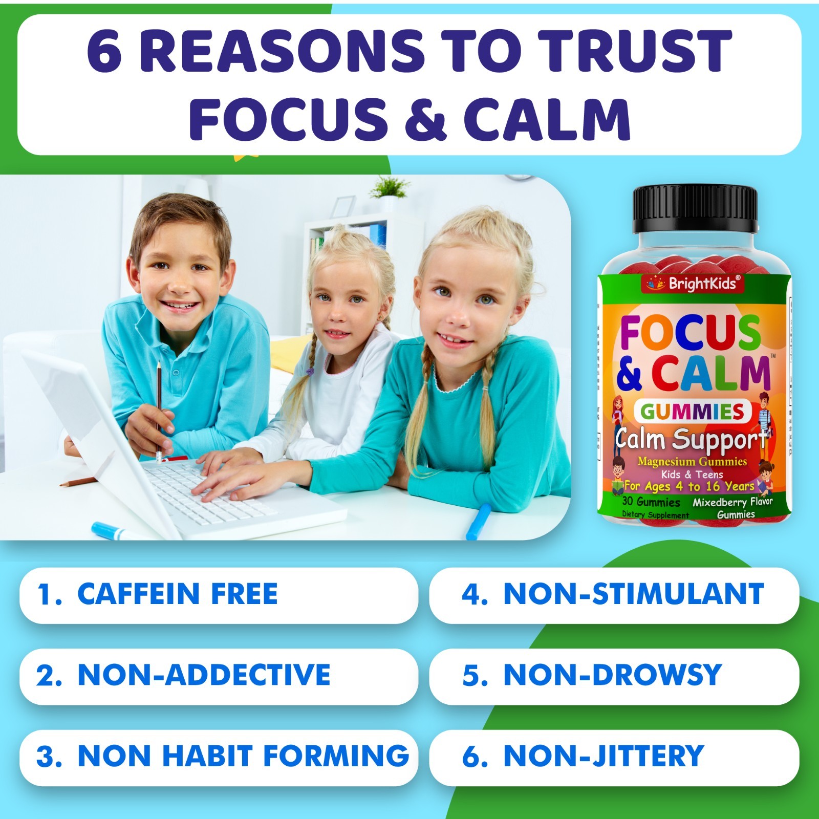 Brain Booster Supplement For Kids & Teens, Support Memory, Kids Vitamin 12/12/25