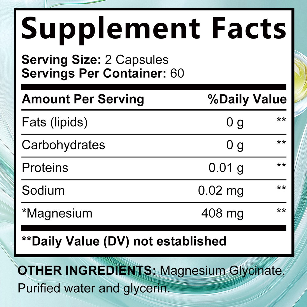 Magnesium Glycinate Supports Bone Growth & Muscle Relaxation 30/60/120 Capsules