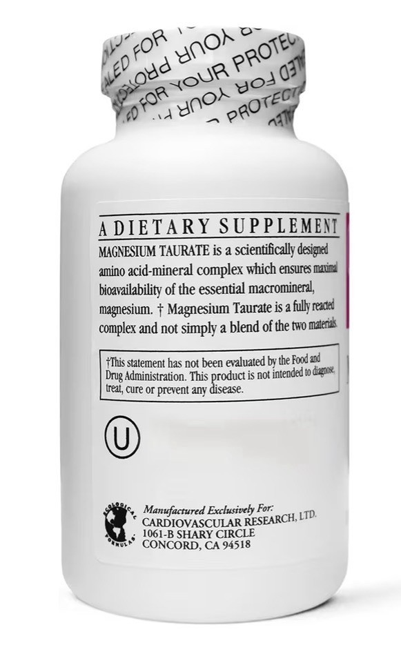 3 Pack Cardiovascular Research Magnesium Taurate 125 mg Supplement Total 540caps