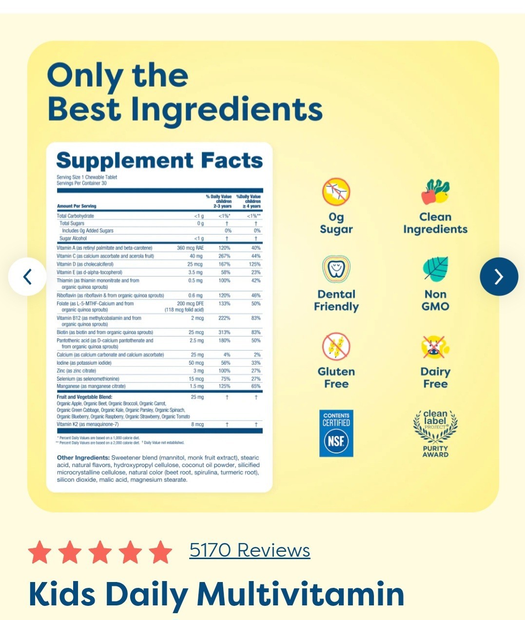 Hiya Kids Multivitamin Chewable Assorted Flavors Gluten Free 30 Tablets