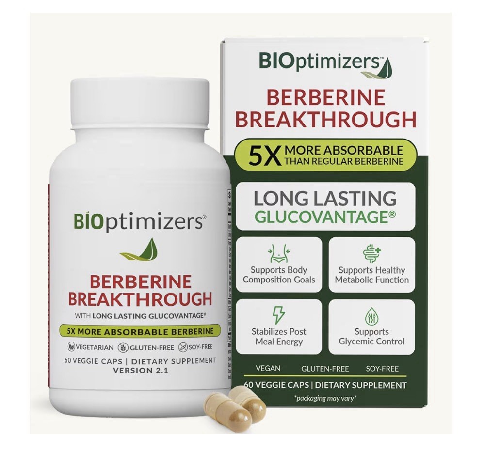 BIOptimizers Berberine Glucovantage 60 Veggie Caps Vegetarian Gluten-Free Soy-F…