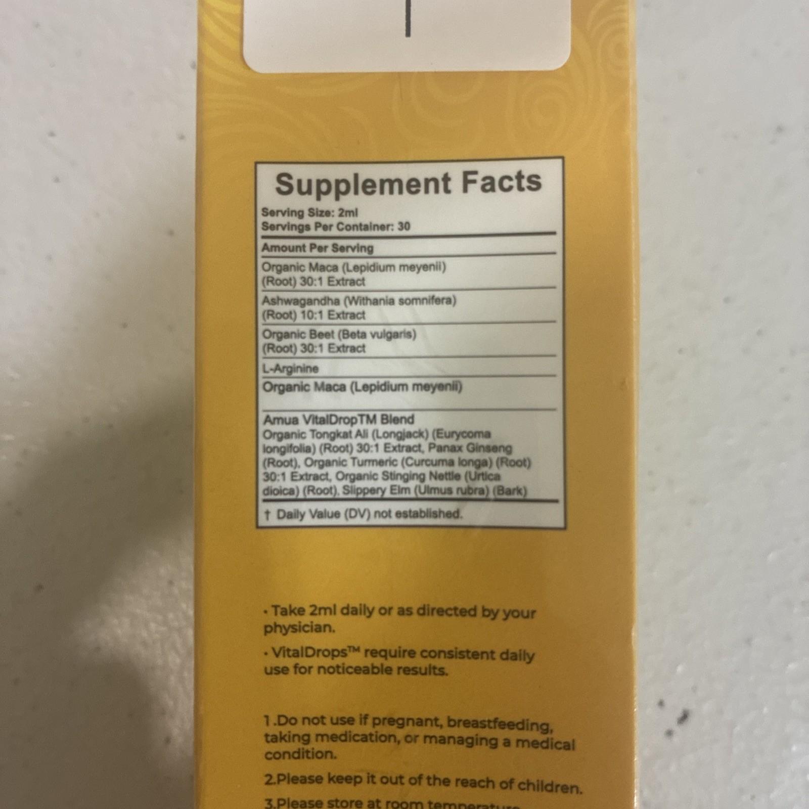 amua VitalDrops Herbal Supplement 2oz Sealed EXP 2028 Ashwagandha Maca Drops