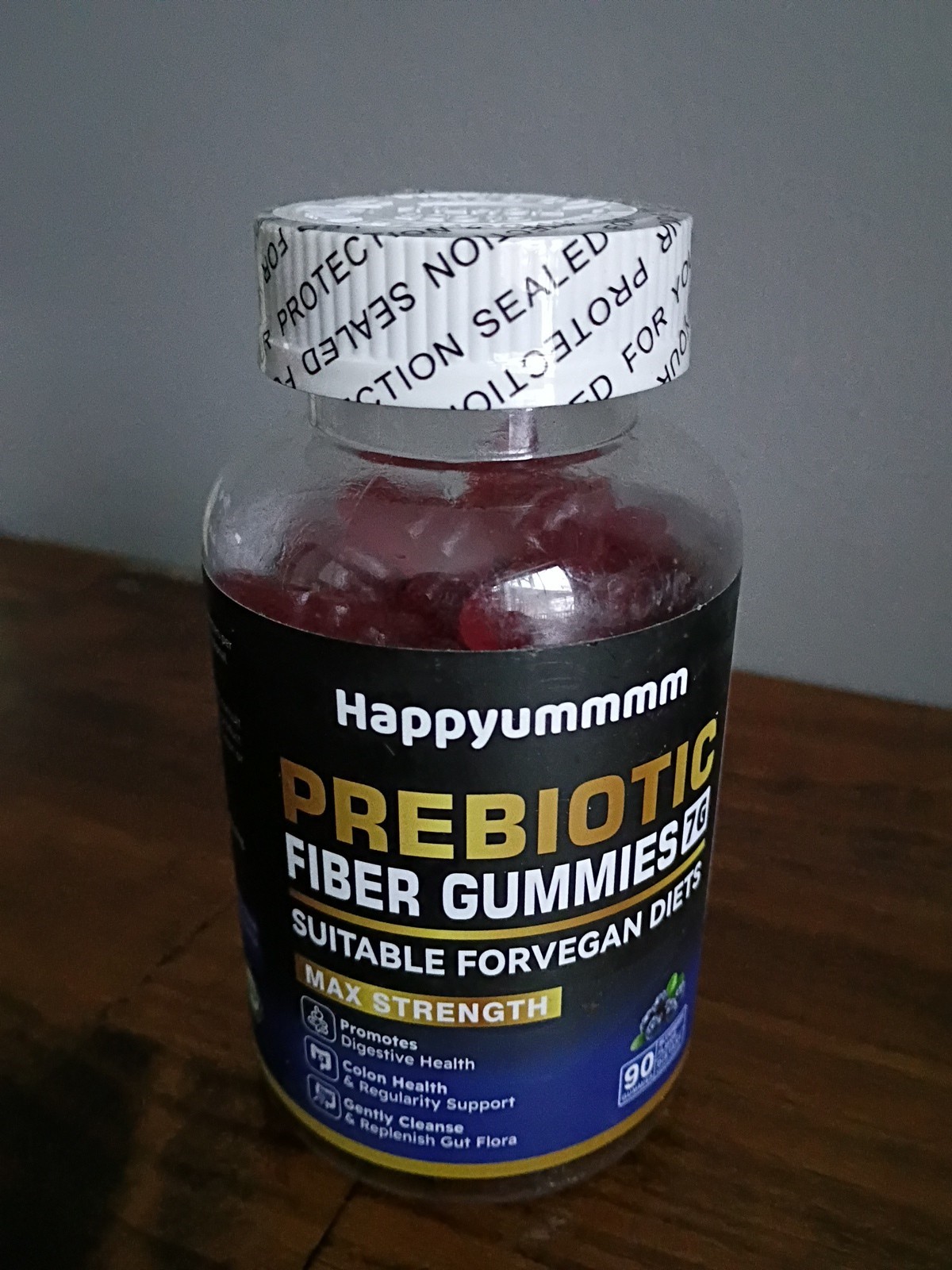 Happyummmm Prebiotic Fiber Gummies 7g, 90 Gummies, Blueberry Max Strength