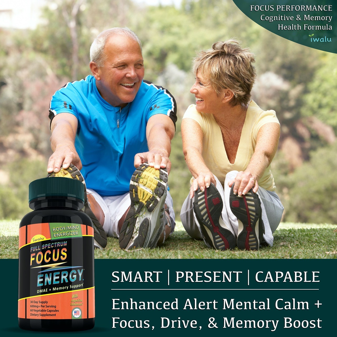 Vitamins for Men Over 60 Plus – Body & Brain Health Supplement – Caffeine Free