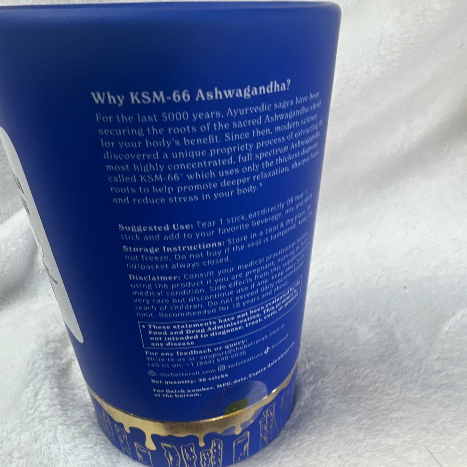 BetterAlt KSM-66 Ashwagandha Honey Sticks Vanilla Sleep Relax Focus 30 400mg