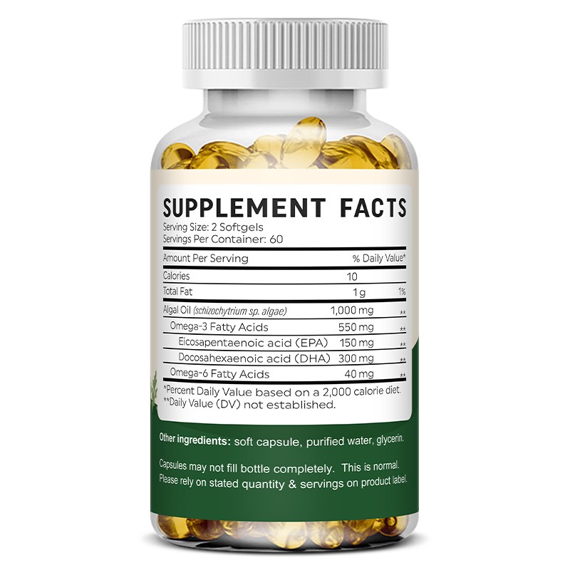Omega 3 Algae Oil Softgels Improve Heart Brain Eye Immune Health 30-120 Pills