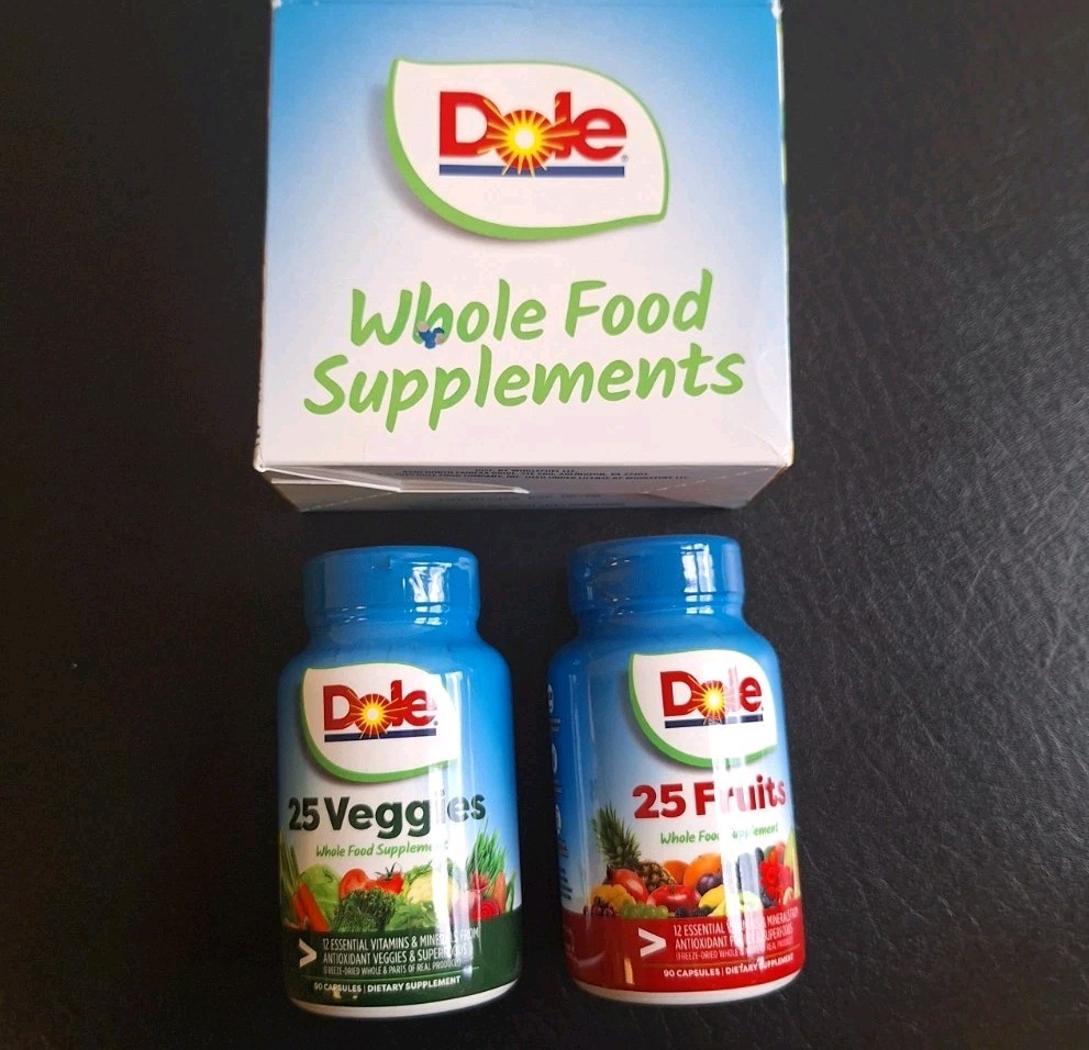 Dole Whole Food Supplement 25 Veggies & 25 Fruits 90 Capsules Vitamins A C D E
