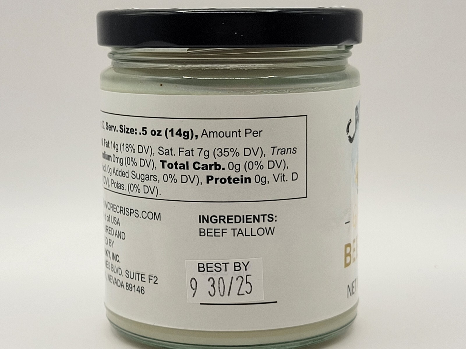 Carnivore Crisps 100% Grass Fed Beef Tallow Whipped Butter 9oz / 255g Sealed Jar