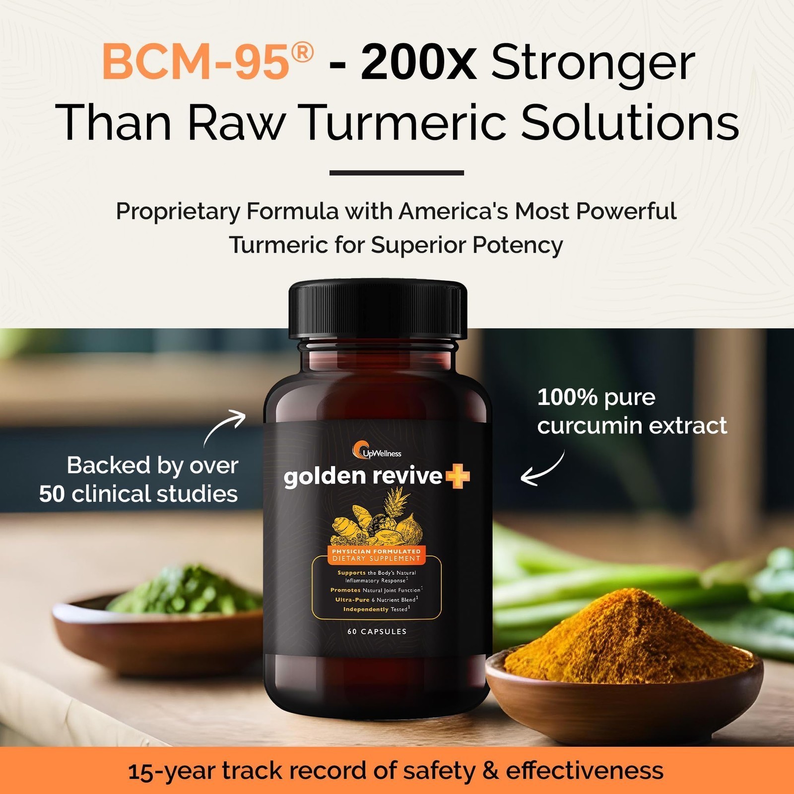 (Pack of 1) UpWellness Golden Revive + Joint Support Supplement 60 Capsules