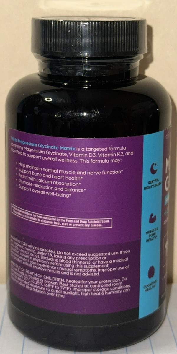 Thinbi Magnesium Glycinate+ – 1160mg – 90 count -05/2028