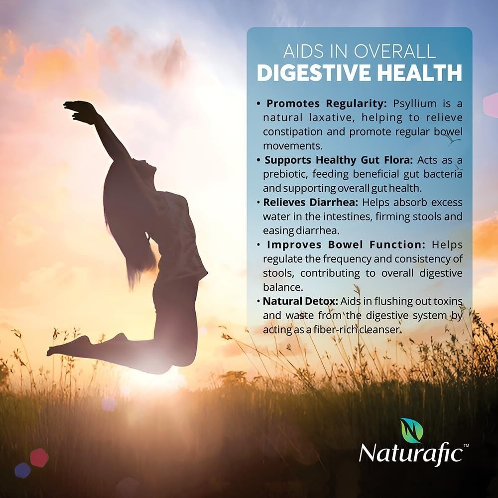 Naturafic Psyllium Husk 1500 mg, Natural Fiber Supplement, 240 Capsules
