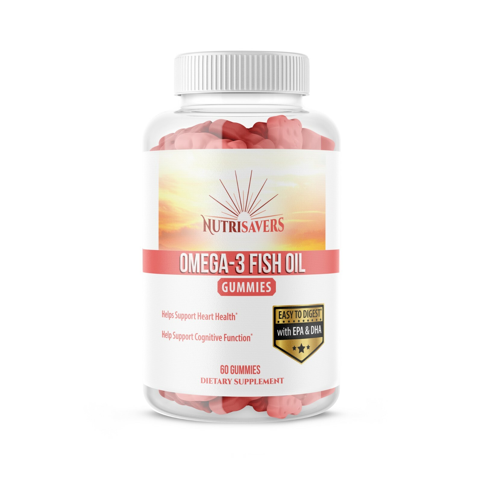 Nutrisavers Omega – 3 Fish Oil Gummies for Heart Support Supplement – 60 Gummies