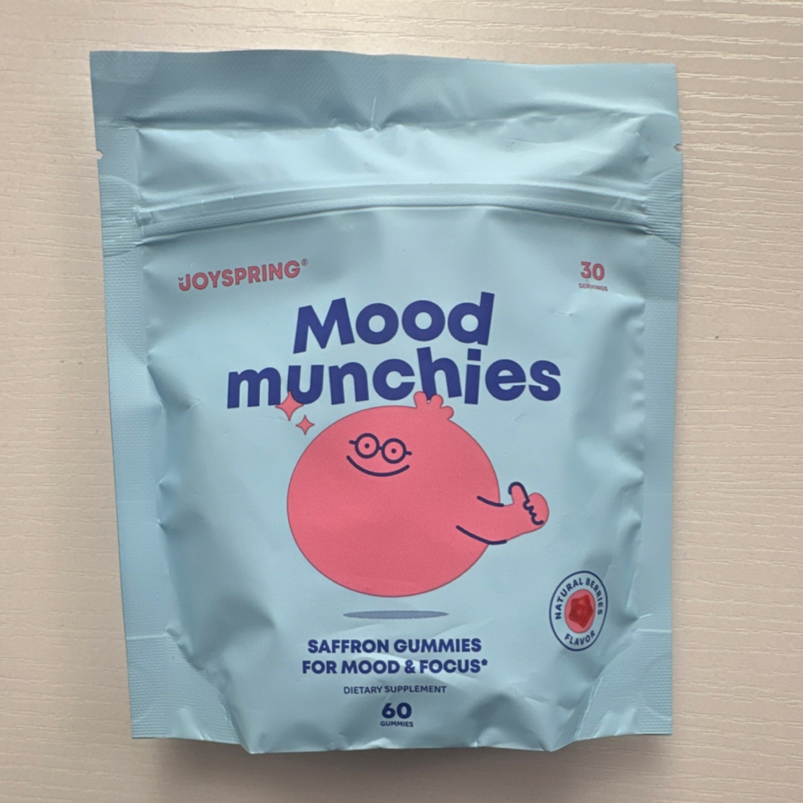 JoySpring Mood & Focus Saffron Gummies Natural Berries 60ct Vegan Sugar-Free