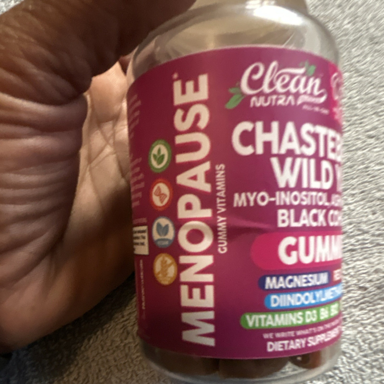 Clean Nutra Menopause Support Gummies Chasteberry Wild Yam Ashwagandha 60ct