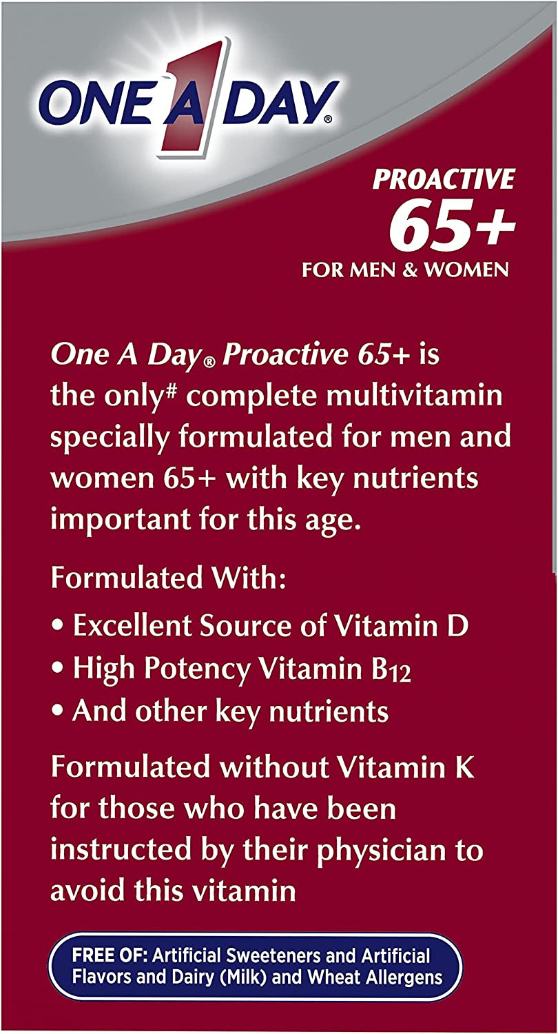 One A Day Proactive 65 Plus Multivitamins Supplement 150 Tablets Men Women 65+