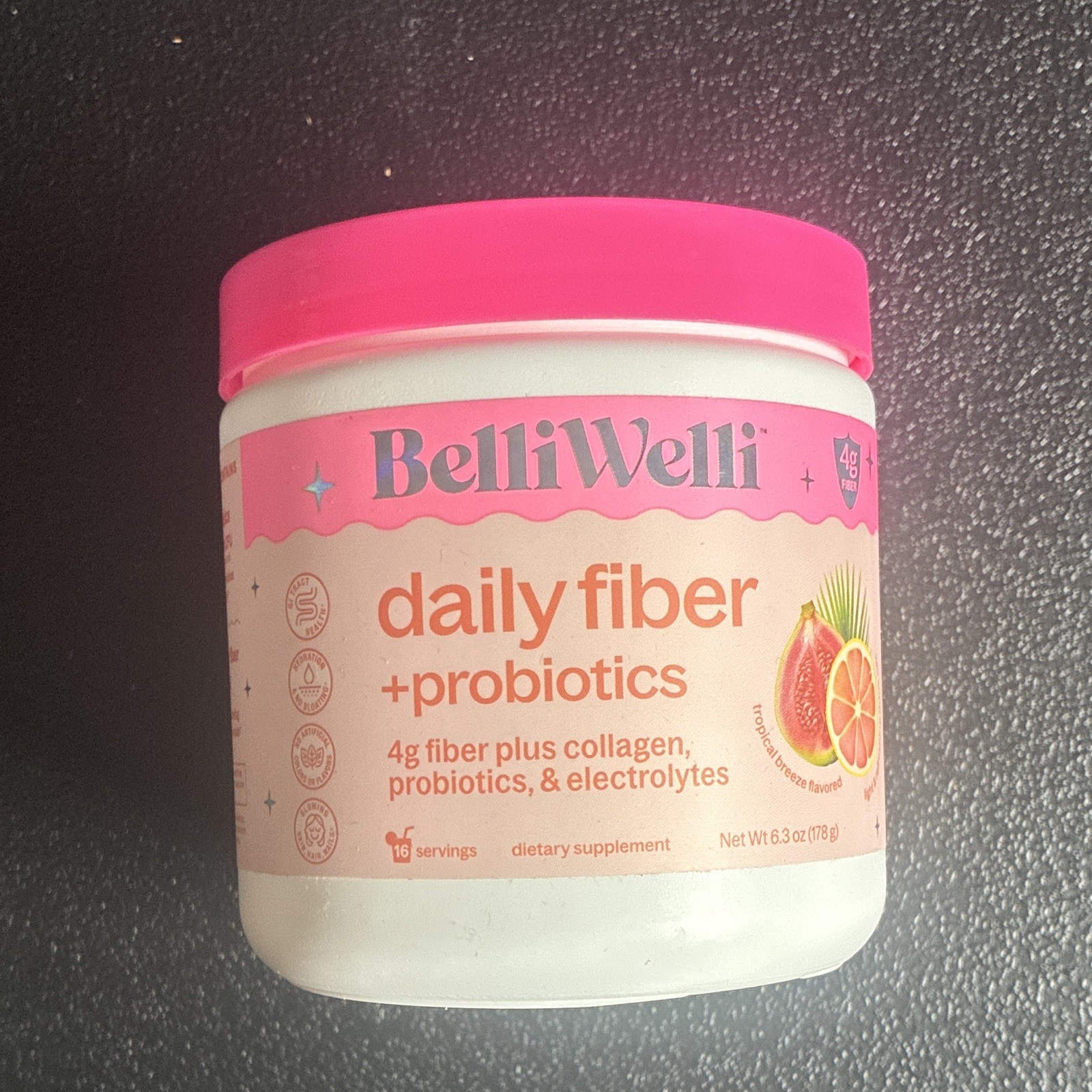 BelliWelli Daily Fiber Powder + Collagen Probiotics Electrolytes Tropical (8/29)