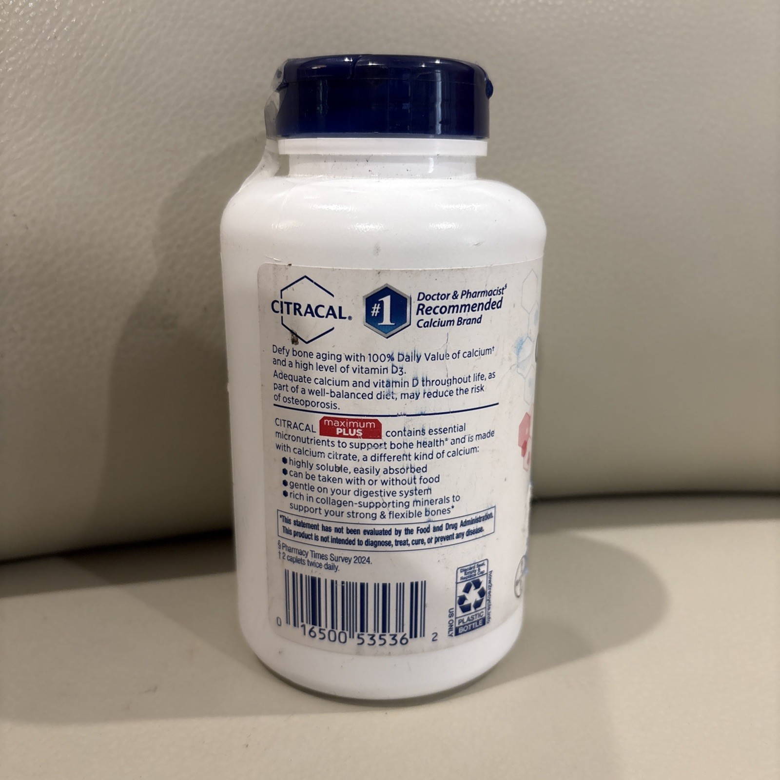 Citracal Maximum Plus Calcium Citrate With Vitamin D3- Caplets- 180ct Exp 01/27