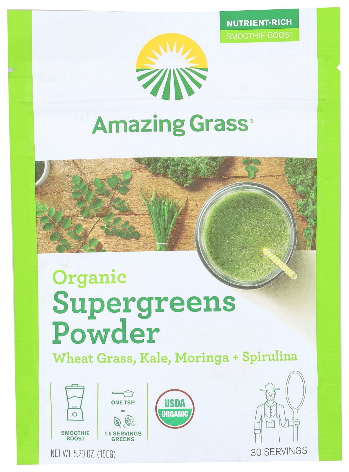 Organic Supergreens Powder By Amazing Grass 5.29 Oz 1 Pack