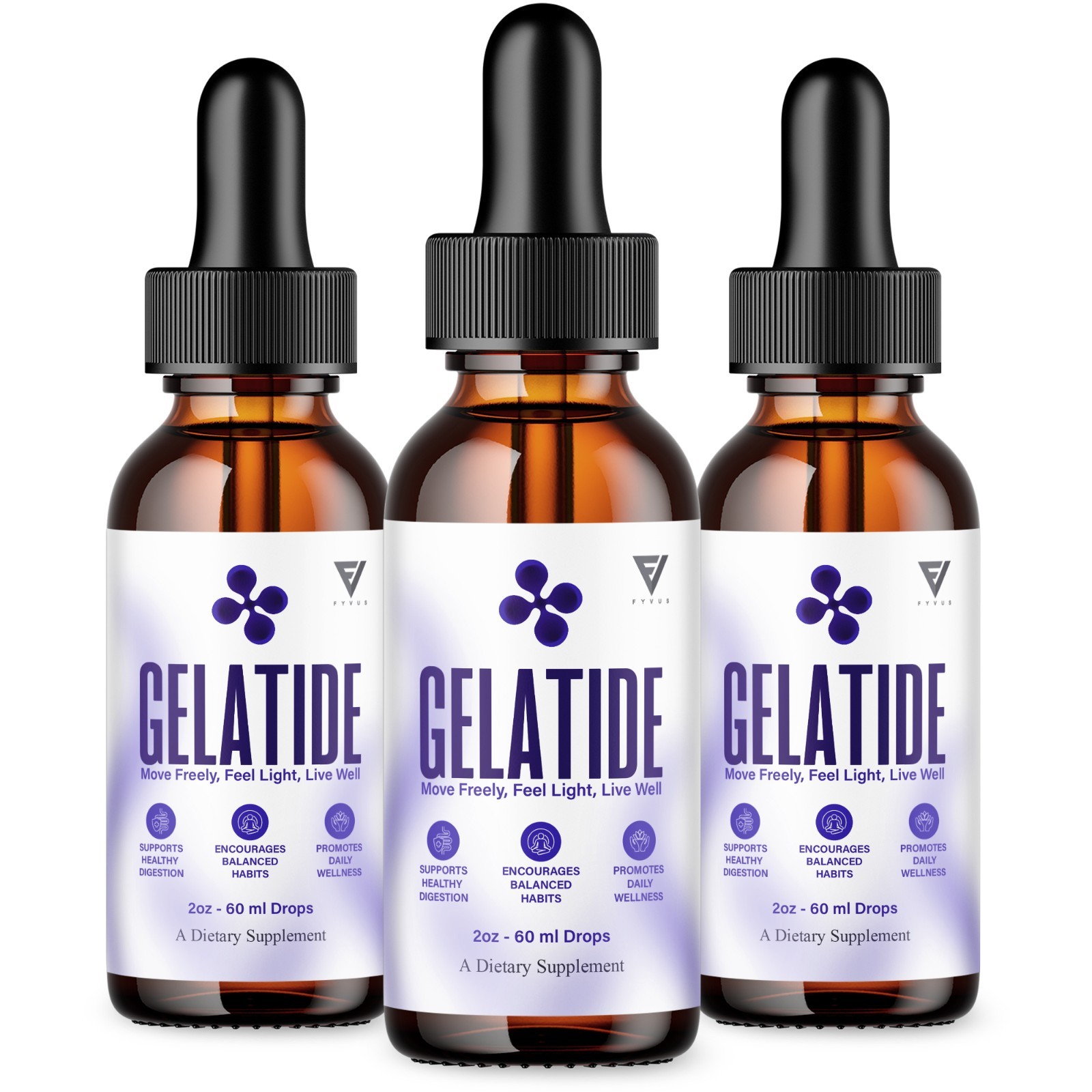 (3 Pack) Gelatide Weight Management Drops, Gelatide Daily Health Support (6oz)