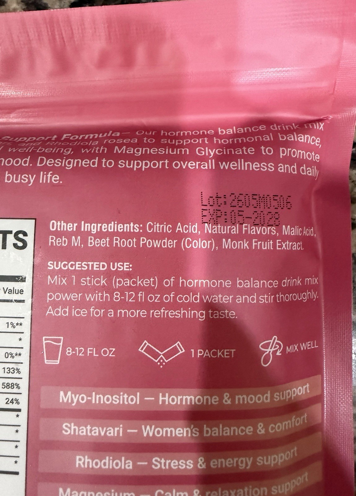 COOLKIN Hormonal Support Drink Mix Strawberry Lemonade 30ct 195g Vegan