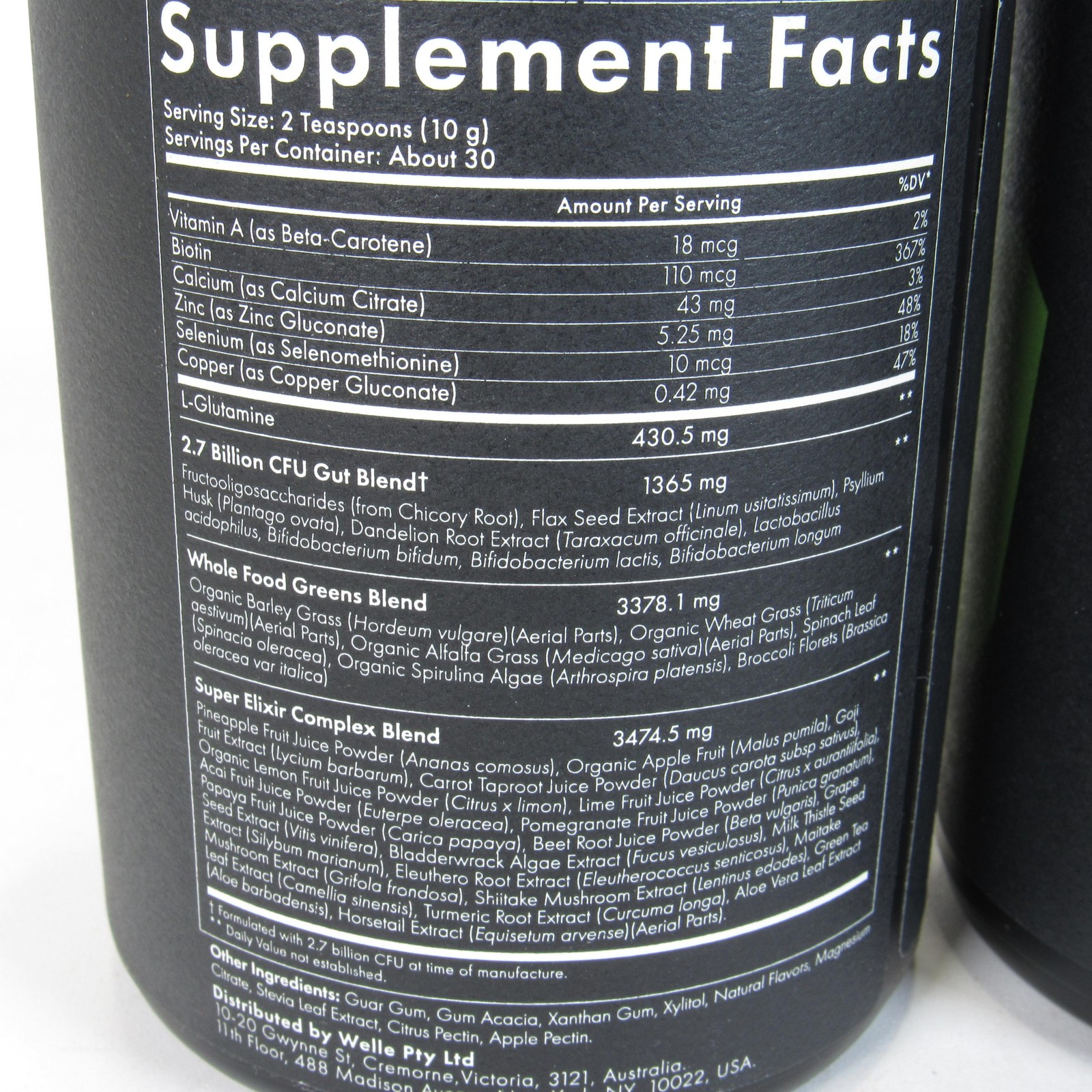 WelleCo Super Elixir Daily Greens Powder 10.5oz Pineapple Lime Vegan 2pk