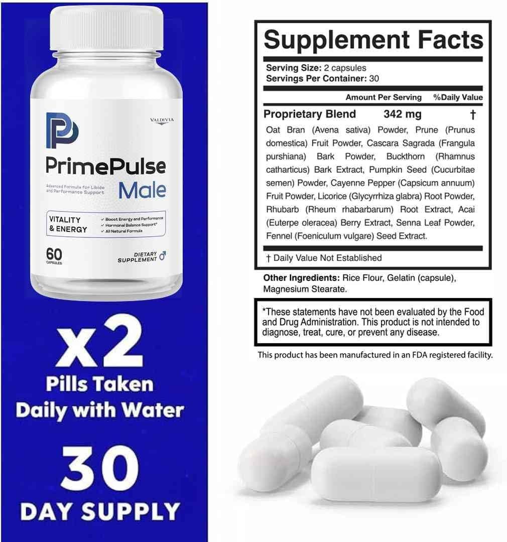 Valdivia Prime Pulse 120 Capsules 2 Pack Men’s Health Supplement Made in USA