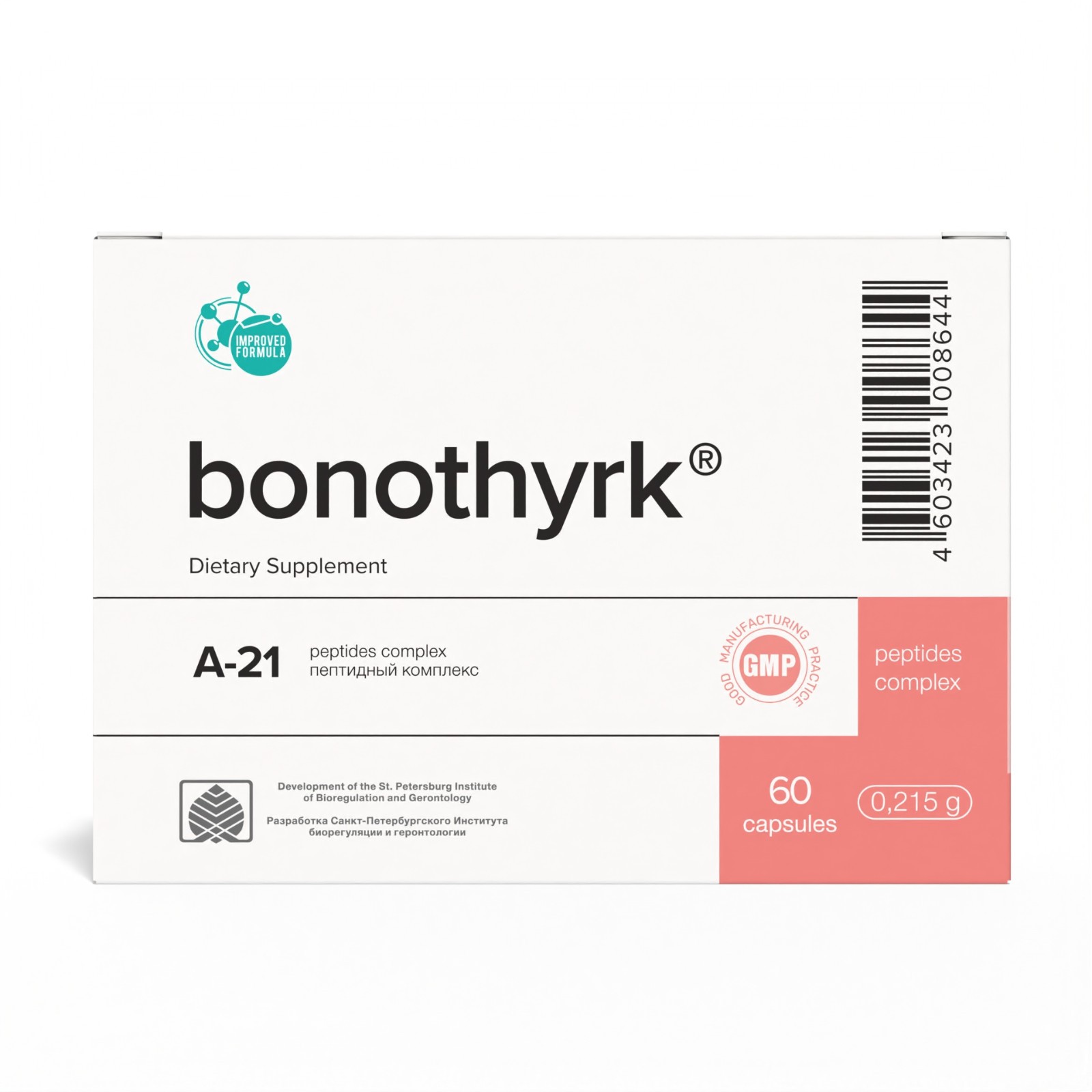 Bonothyrk A-21 Khavinson Natural Parathyroid Peptide Bioregulator 60 Capsules
