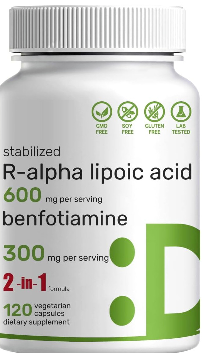 R-Alpha Lipoic Acid 600mg (R-ALA) with Benfotiamine 300mg