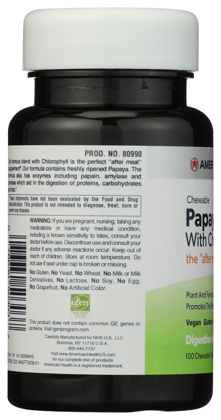 American Health Papaya Enzyme With Chlorophyll Chewable Tablets 100 Count 3 Pack