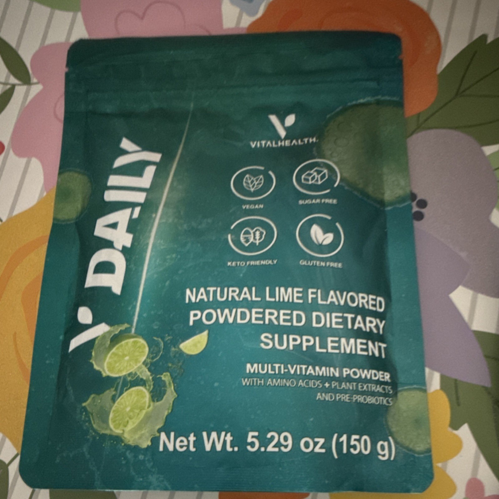 VitalHealth V-Daily Lime Vegan Keto Gluten-Free Powder 5.29 oz 150 g