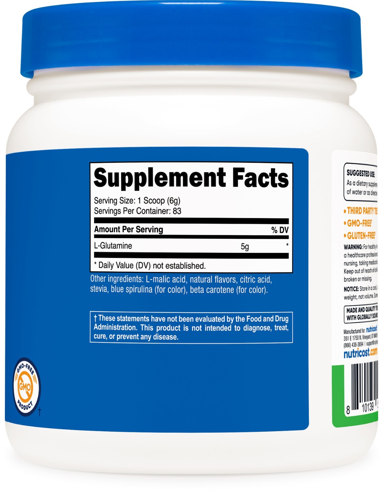 Nutricost L-Glutamine Powder Supplement (Green Apple) (82 Servings) (Stevia)