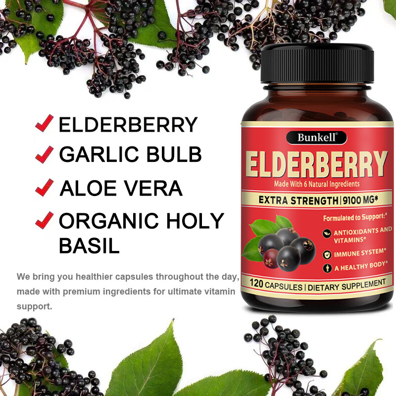 ELDERBERRY Extract 120 Capsules Immune System Booster Antioxidant