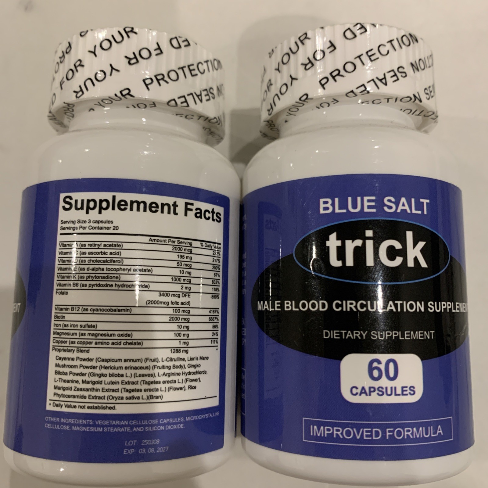 2x Blue Salt Trick Boost Male Blood Circulation Supplement 120ct Exp 2027 Sealed